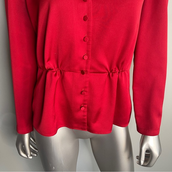 J CREW Red V Neck Long Peplum Top Blouse - Picture 5 of 13
